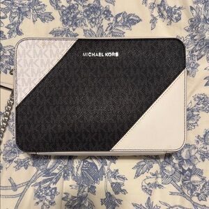 Michael Kors Black and White Diagonal Crossbody